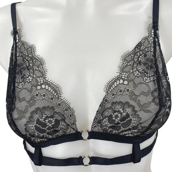 NEW Intimissimi Black Floral Lace Strappy Cami Camisole Lingerie Bra Top Sz 36B - Picture 3 of 5